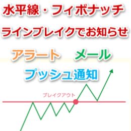 ラインブレイク(水平線・フィボナッチ)でアラート・メール・プッシュ通知するインジケーター インジケーター・電子書籍