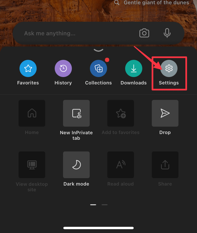 click settings button