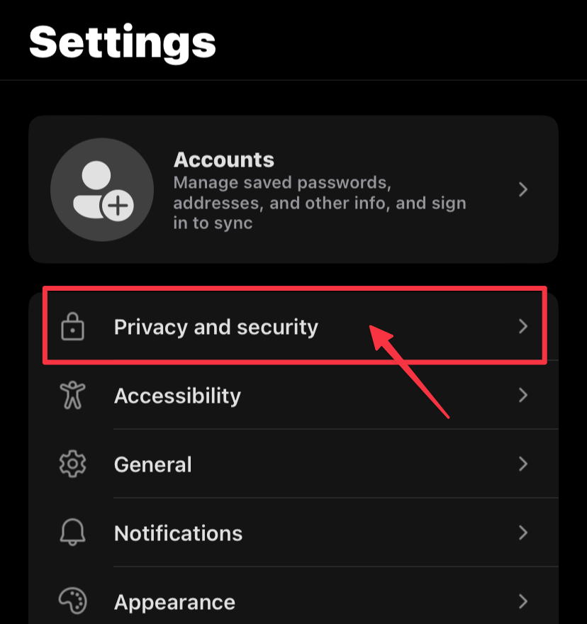 Select Privacy & security