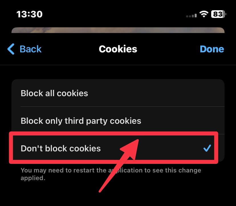 Enable cookie